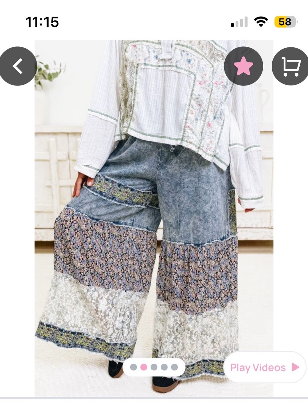 POL Patchwork Flare Jeans in Faded Blue and Cream